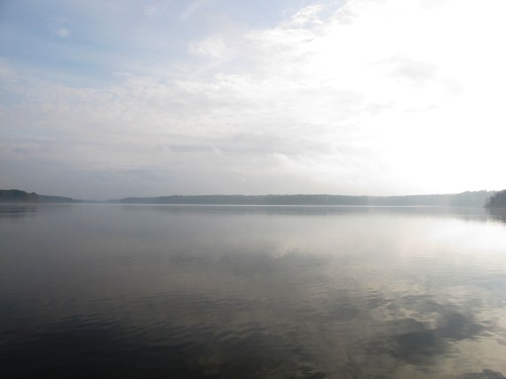 Lake water and morning mist